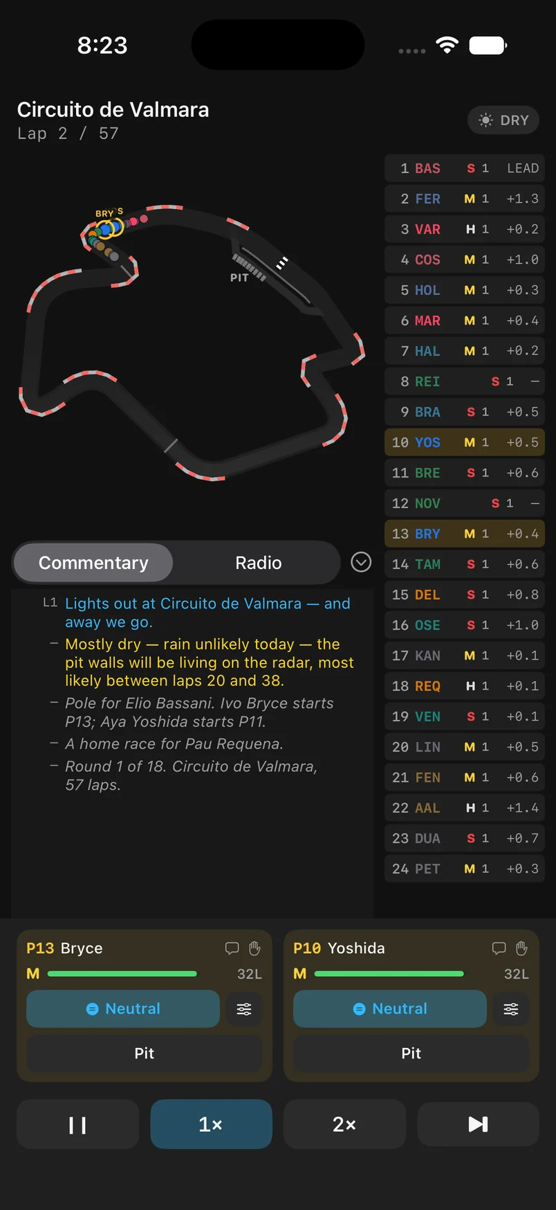 Race — the opening laps, field still packed
